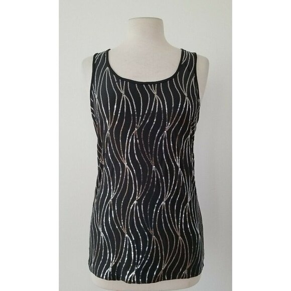 Modern Movements Tops - Modern Movements Black Blouses Sleeveless With Silver Sequins Size Large